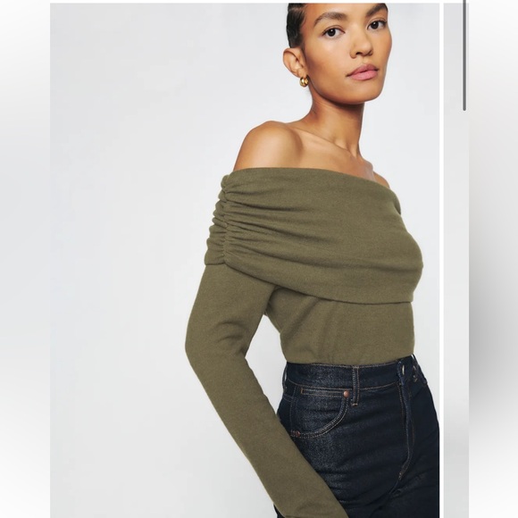 NWOT Reformation Azura Knit Top in Dark Olive Size S - Picture 1 of 7
